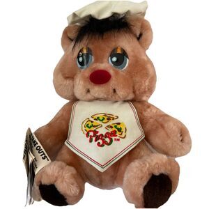 Vintage 1980s Takeouts Pizza Bear ALDO Plush Korea Chef Hat Stuffed Animal w/Tag